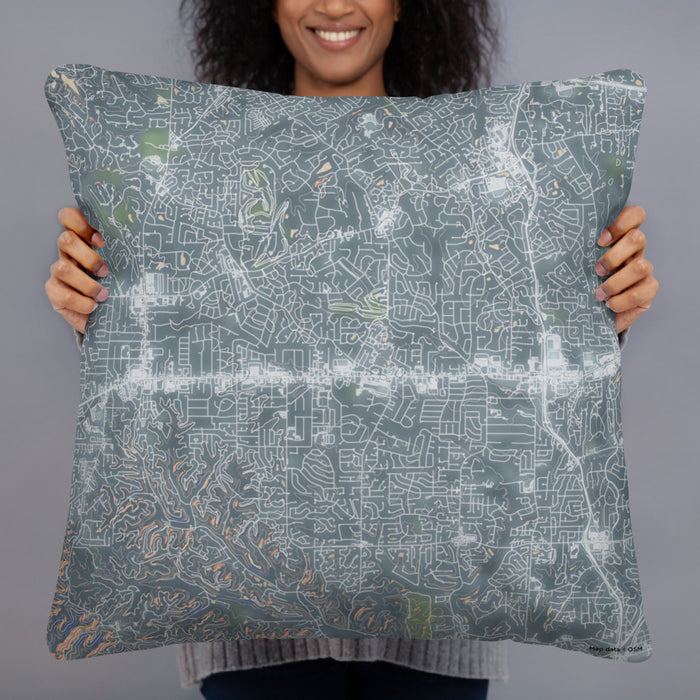 Person holding 22x22 Custom Ballwin Missouri Map Throw Pillow in Afternoon