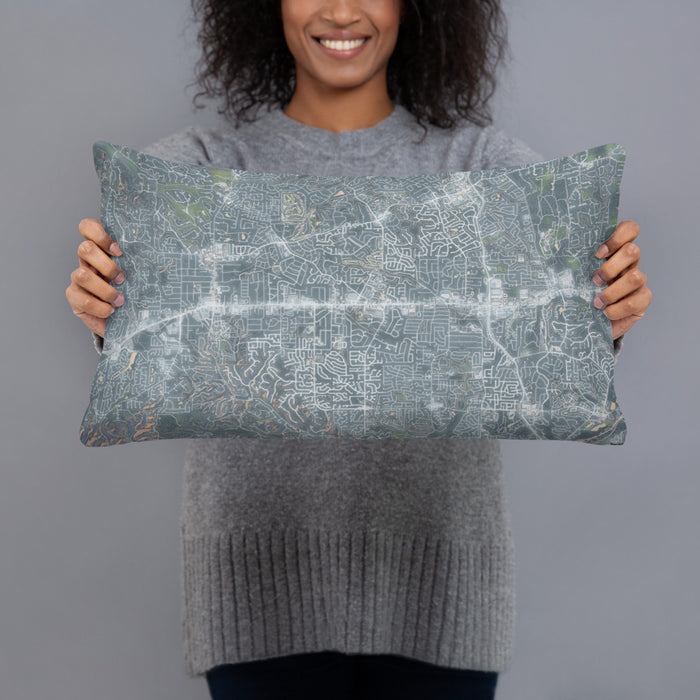 Person holding 20x12 Custom Ballwin Missouri Map Throw Pillow in Afternoon