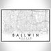 Ballwin Missouri Map Print Landscape Orientation in Classic Style With Shaded Background