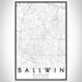 Ballwin Missouri Map Print Portrait Orientation in Classic Style With Shaded Background