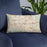 Custom Ballwin Missouri Map Throw Pillow in Woodblock on Blue Colored Chair