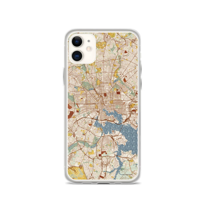 Custom Baltimore Maryland Map Phone Case in Woodblock