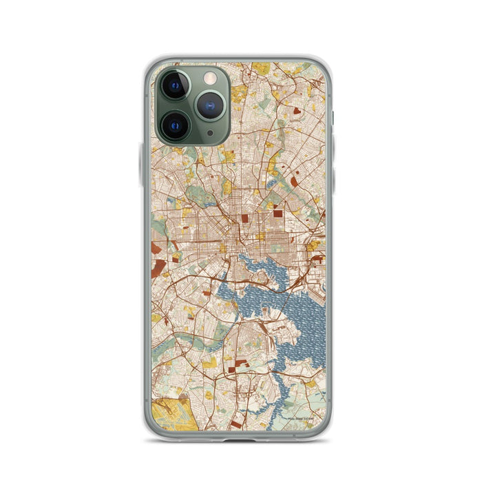 Custom Baltimore Maryland Map Phone Case in Woodblock
