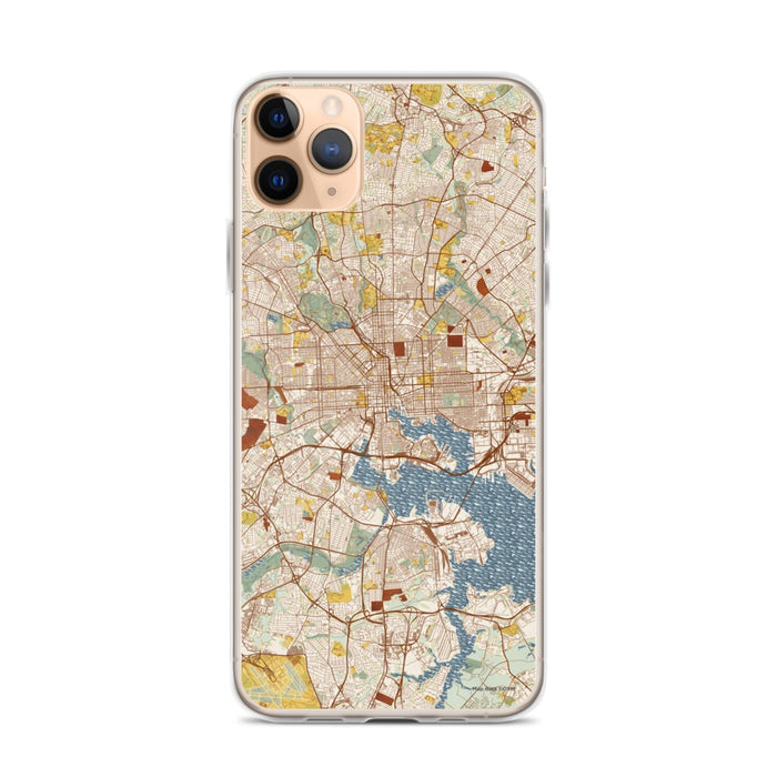 Custom Baltimore Maryland Map Phone Case in Woodblock