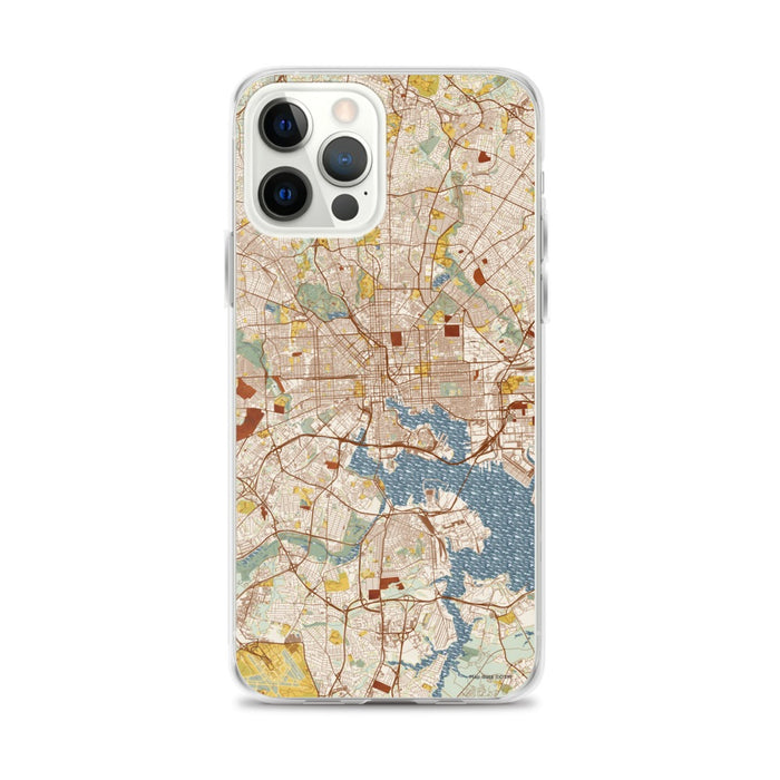Custom Baltimore Maryland Map iPhone 12 Pro Max Phone Case in Woodblock