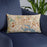 Custom Baltimore Maryland Map Throw Pillow in Woodblock on Blue Colored Chair