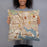 Person holding 18x18 Custom Baltimore Maryland Map Throw Pillow in Woodblock