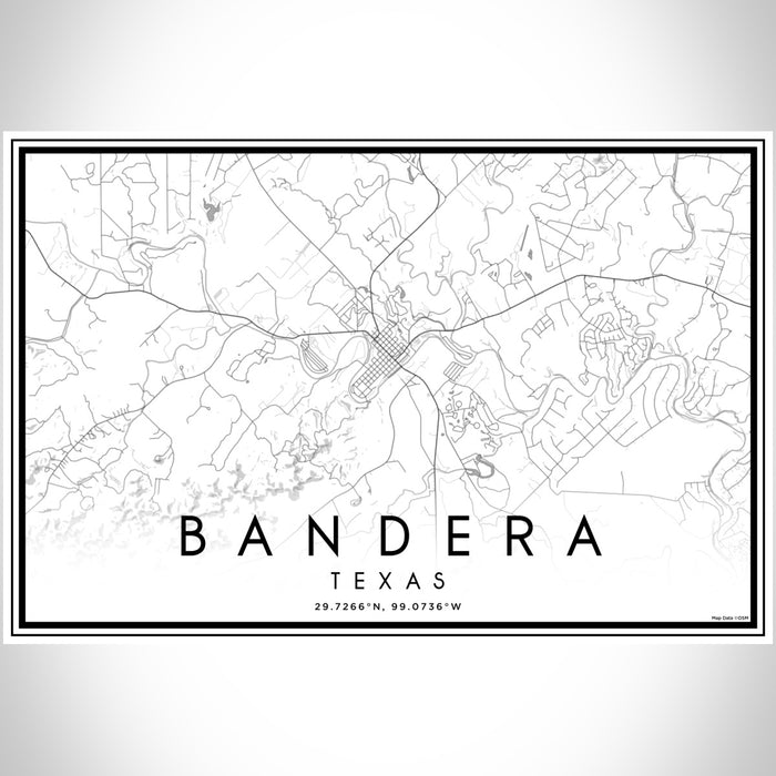 Bandera Texas Map Print Landscape Orientation in Classic Style With Shaded Background