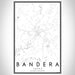 Bandera Texas Map Print Portrait Orientation in Classic Style With Shaded Background