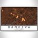 Bandera Texas Map Print Landscape Orientation in Ember Style With Shaded Background