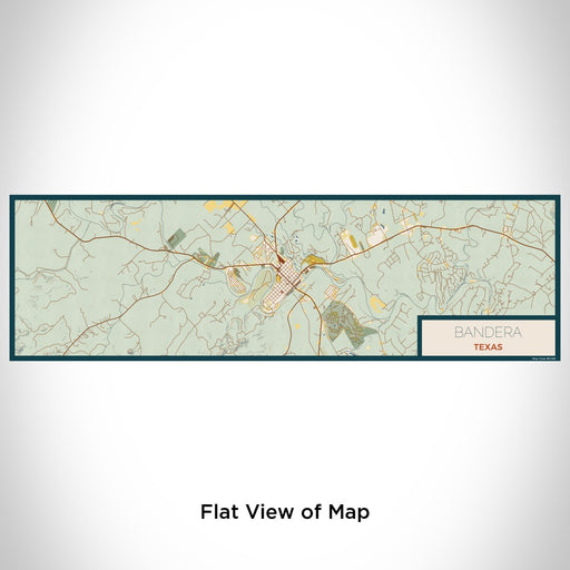 Flat View of Map Custom Bandera Texas Map Enamel Mug in Woodblock