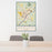 24x36 Bangor Maine Map Print Portrait Orientation in Woodblock Style Behind 2 Chairs Table and Potted Plant