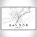 Bangor Maine Map Print Landscape Orientation in Classic Style With Shaded Background