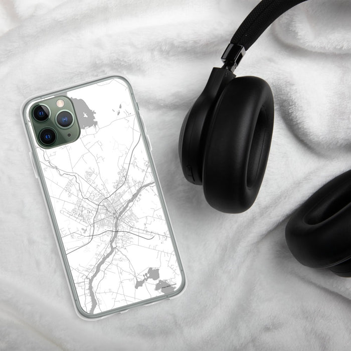 Custom Bangor Maine Map Phone Case in Classic on Table with Black Headphones