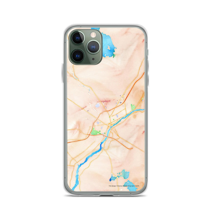 Custom iPhone 11 Pro Bangor Maine Map Phone Case in Watercolor