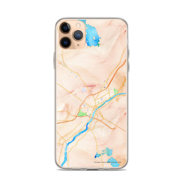 Custom iPhone 11 Pro Max Bangor Maine Map Phone Case in Watercolor
