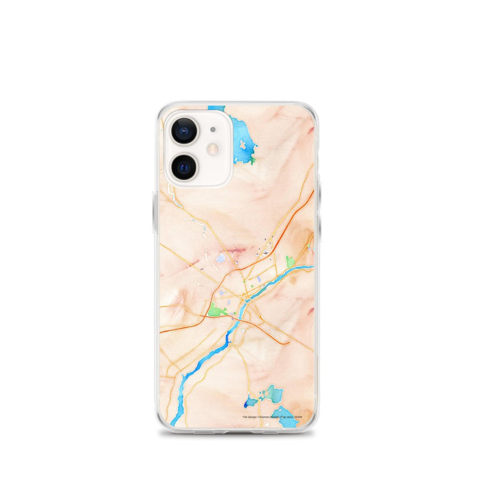 Custom iPhone 12 mini Bangor Maine Map Phone Case in Watercolor