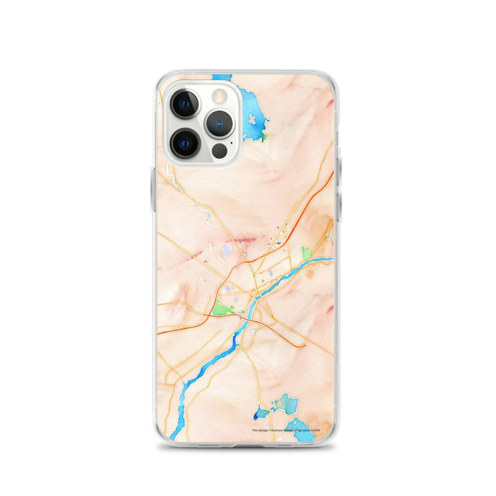 Custom iPhone 12 Pro Bangor Maine Map Phone Case in Watercolor