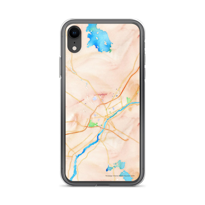 Custom iPhone XR Bangor Maine Map Phone Case in Watercolor