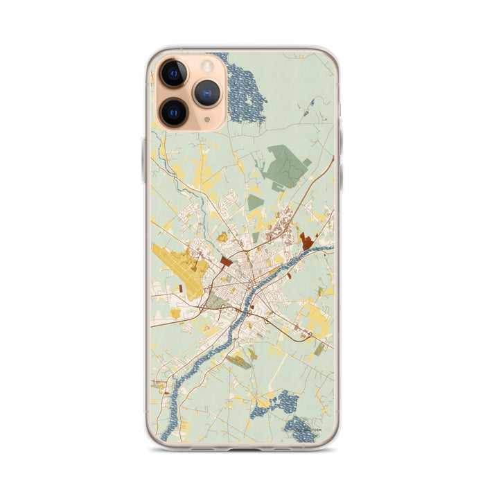 Custom iPhone 11 Pro Max Bangor Maine Map Phone Case in Woodblock