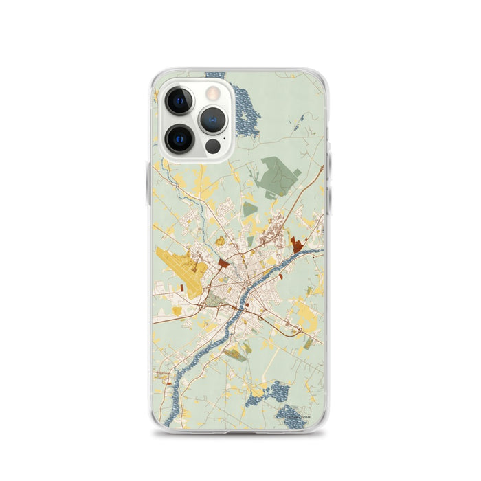 Custom iPhone 12 Pro Bangor Maine Map Phone Case in Woodblock