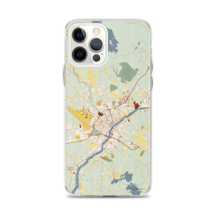 Custom iPhone 12 Pro Max Bangor Maine Map Phone Case in Woodblock