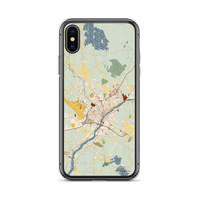Custom iPhone X/XS Bangor Maine Map Phone Case in Woodblock