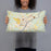 Person holding 20x12 Custom Bangor Maine Map Throw Pillow in Woodblock