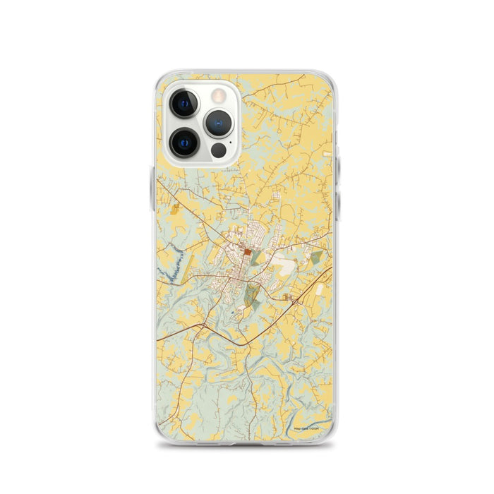 Custom iPhone 12 Pro Bardstown Kentucky Map Phone Case in Woodblock