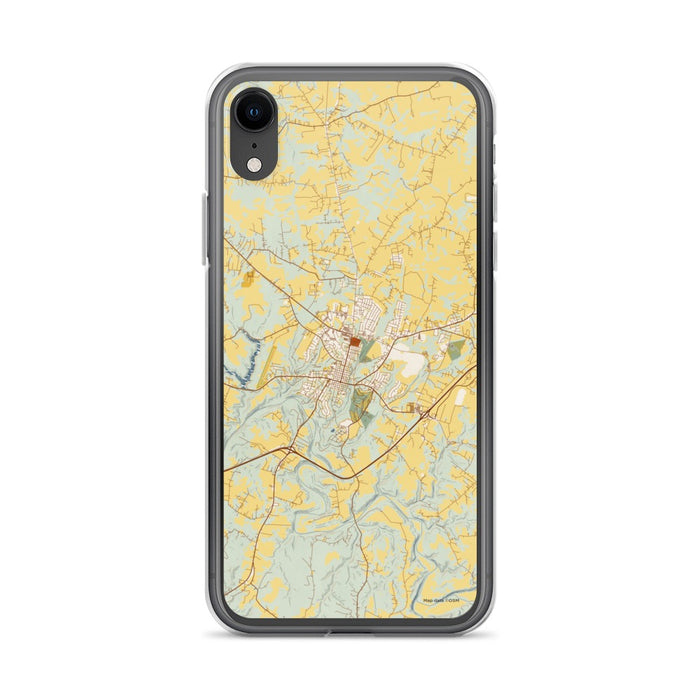 Custom iPhone XR Bardstown Kentucky Map Phone Case in Woodblock