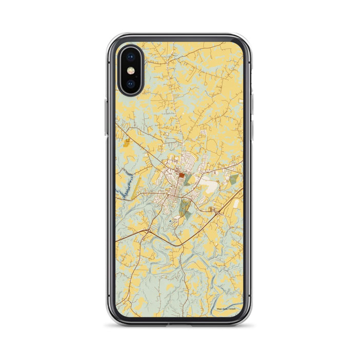 Custom iPhone X/XS Bardstown Kentucky Map Phone Case in Woodblock