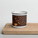 Front View Custom Bartlett Illinois Map Enamel Mug in Ember on Cutting Board