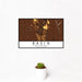 12x18 Basin Wyoming Map Print Landscape Orientation in Ember Style With Small Cactus Plant in White Planter