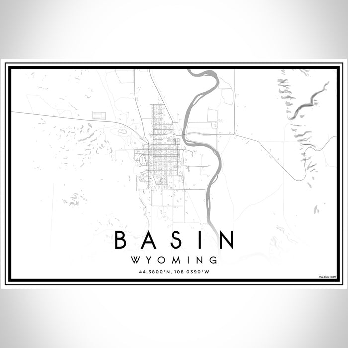 Basin Wyoming Map Print Landscape Orientation in Classic Style With Shaded Background