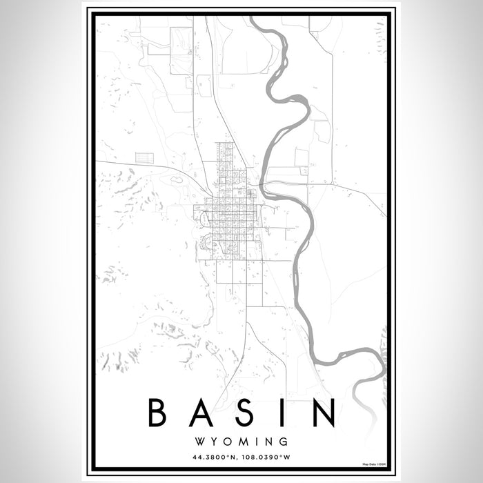 Basin Wyoming Map Print Portrait Orientation in Classic Style With Shaded Background