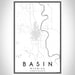 Basin Wyoming Map Print Portrait Orientation in Classic Style With Shaded Background