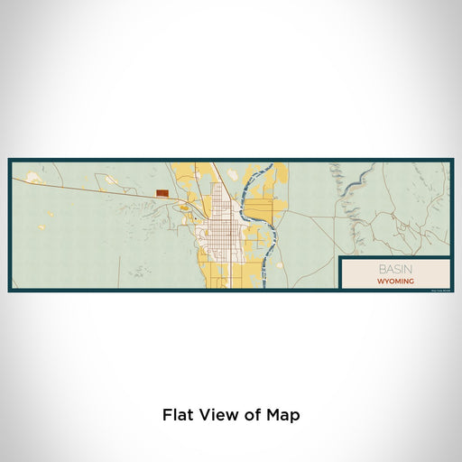 Flat View of Map Custom Basin Wyoming Map Enamel Mug in Woodblock