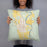 Person holding 18x18 Custom Basin Wyoming Map Throw Pillow in Woodblock