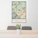 24x36 Bass Lake North Carolina Map Print Portrait Orientation in Woodblock Style Behind 2 Chairs Table and Potted Plant