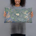 Person holding 20x12 Custom Bass Lake North Carolina Map Throw Pillow in Afternoon