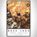 Bass Lake North Carolina Map Print Portrait Orientation in Ember Style With Shaded Background