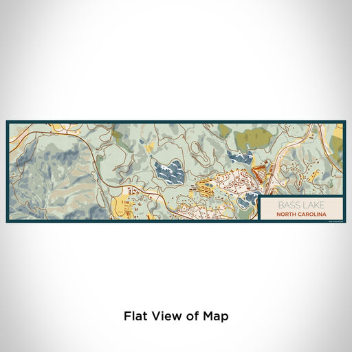 Flat View of Map Custom Bass Lake North Carolina Map Enamel Mug in Woodblock