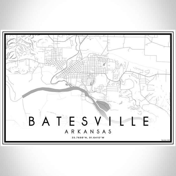 Batesville Arkansas Map Print Landscape Orientation in Classic Style With Shaded Background