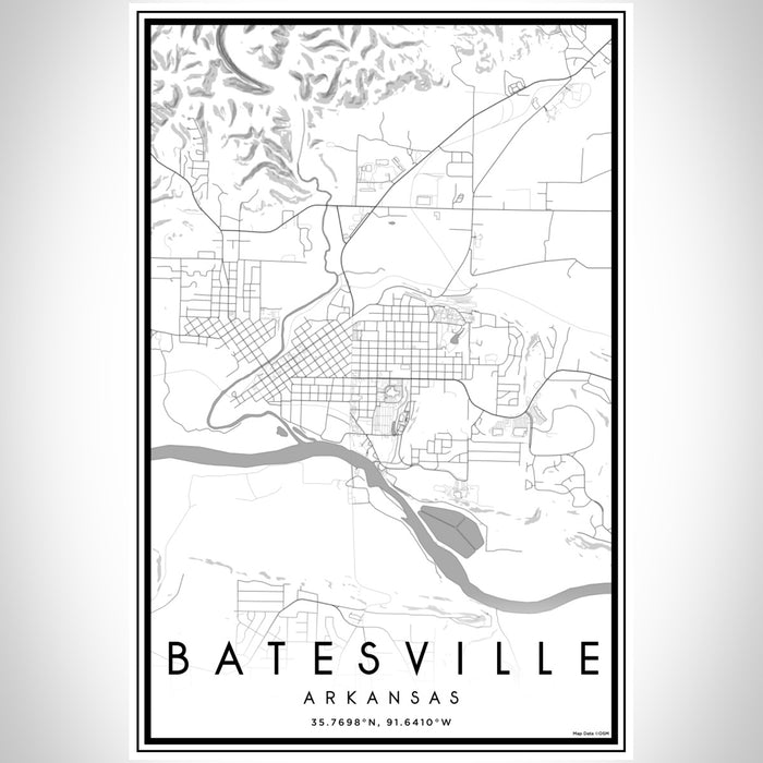 Batesville Arkansas Map Print Portrait Orientation in Classic Style With Shaded Background