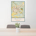 24x36 Bath England Map Print Portrait Orientation in Woodblock Style Behind 2 Chairs Table and Potted Plant
