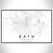 Bath England Map Print Landscape Orientation in Classic Style With Shaded Background