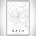 Bath England Map Print Portrait Orientation in Classic Style With Shaded Background