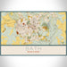 Bath England Map Print Landscape Orientation in Woodblock Style With Shaded Background