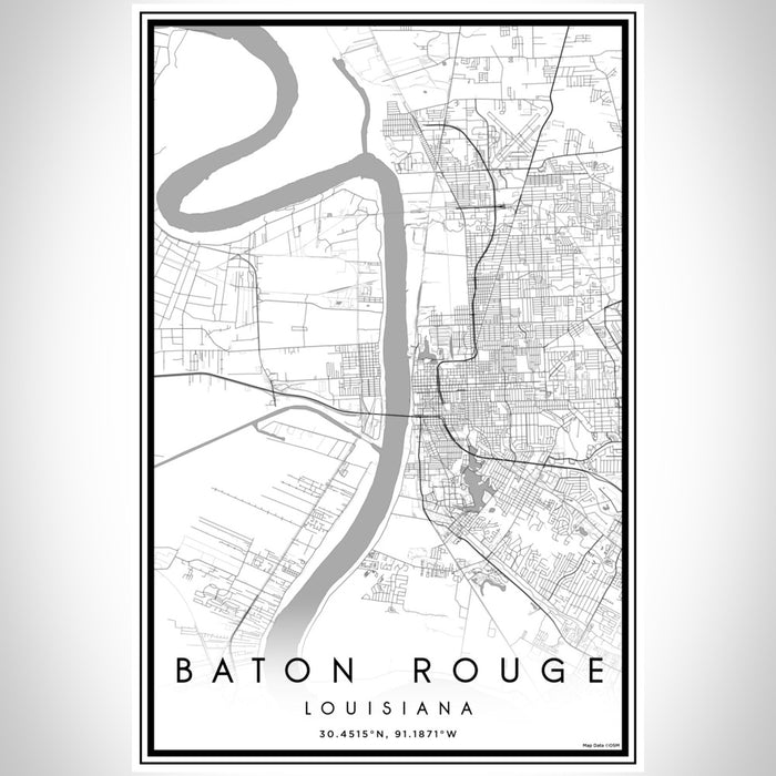 Baton Rouge Louisiana Map Print Portrait Orientation in Classic Style With Shaded Background