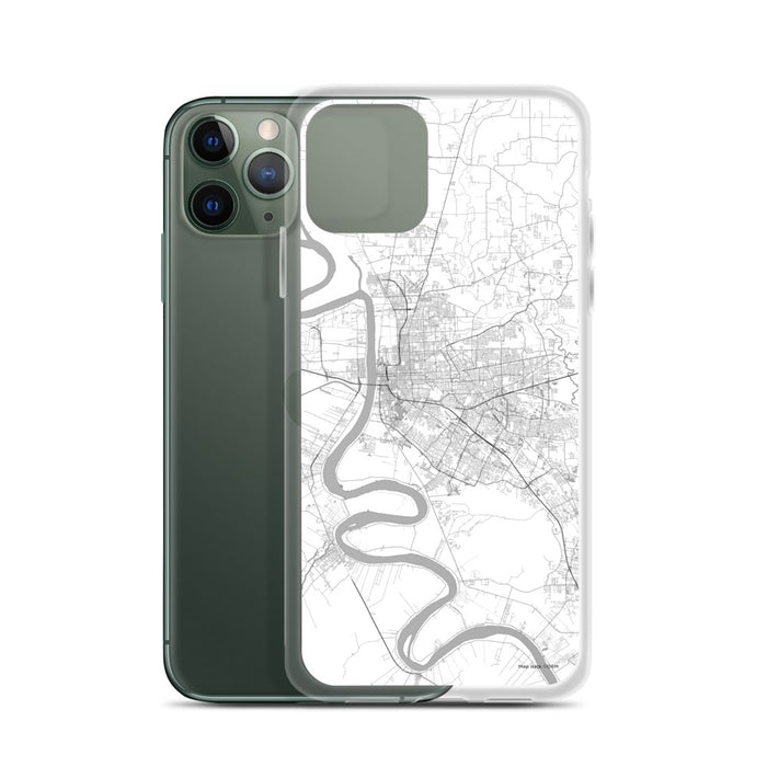 Custom Baton Rouge Louisiana Map Phone Case in Classic on Table with Laptop and Plant